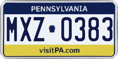 PA license plate MXZ0383