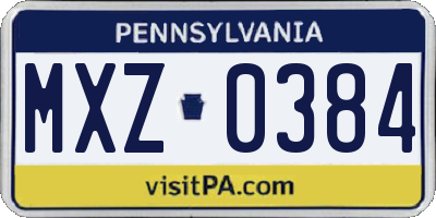 PA license plate MXZ0384