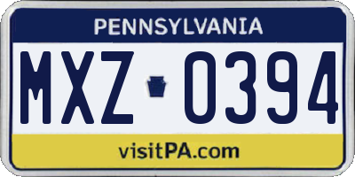 PA license plate MXZ0394