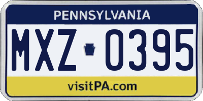 PA license plate MXZ0395