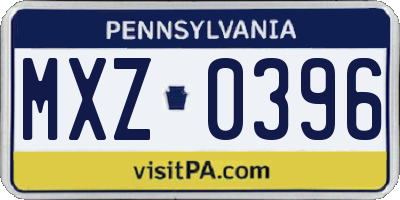 PA license plate MXZ0396