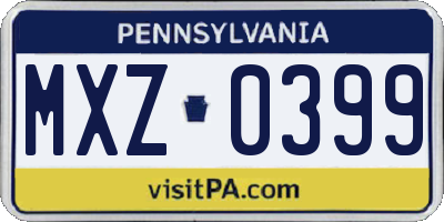 PA license plate MXZ0399
