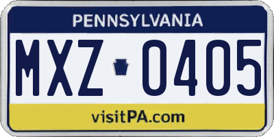 PA license plate MXZ0405