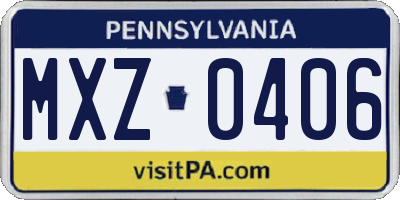 PA license plate MXZ0406