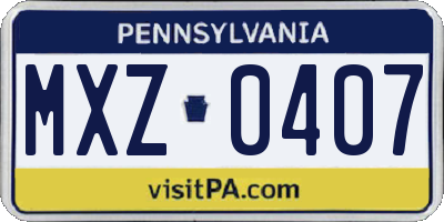 PA license plate MXZ0407
