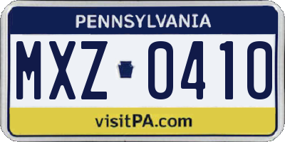 PA license plate MXZ0410