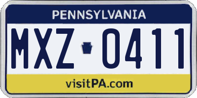 PA license plate MXZ0411