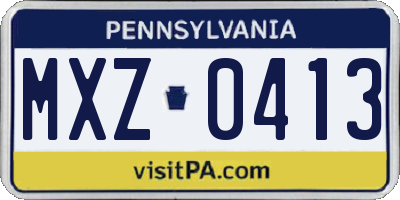 PA license plate MXZ0413