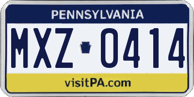 PA license plate MXZ0414