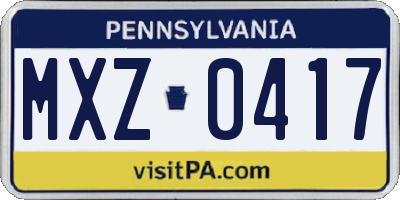 PA license plate MXZ0417