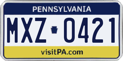 PA license plate MXZ0421