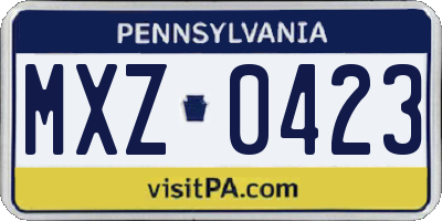 PA license plate MXZ0423