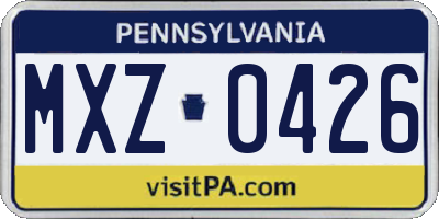 PA license plate MXZ0426
