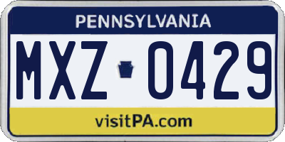 PA license plate MXZ0429