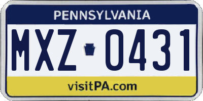 PA license plate MXZ0431