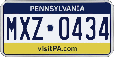 PA license plate MXZ0434