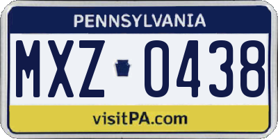 PA license plate MXZ0438