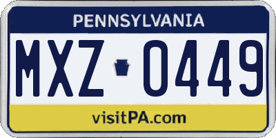 PA license plate MXZ0449