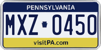 PA license plate MXZ0450