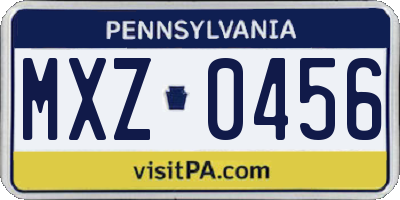 PA license plate MXZ0456