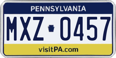 PA license plate MXZ0457