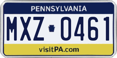 PA license plate MXZ0461