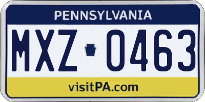PA license plate MXZ0463