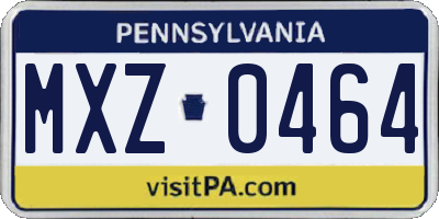 PA license plate MXZ0464
