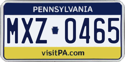 PA license plate MXZ0465