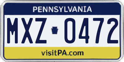 PA license plate MXZ0472
