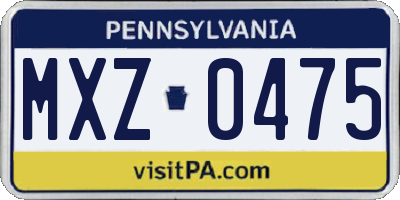 PA license plate MXZ0475