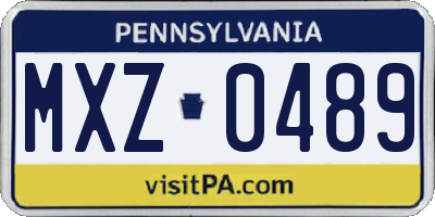 PA license plate MXZ0489
