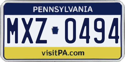 PA license plate MXZ0494
