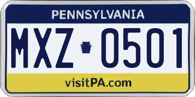 PA license plate MXZ0501