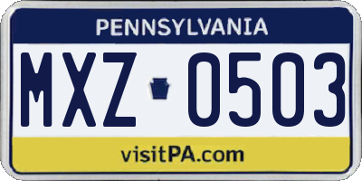 PA license plate MXZ0503