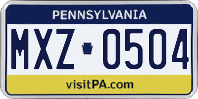 PA license plate MXZ0504
