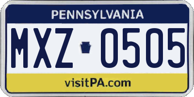 PA license plate MXZ0505