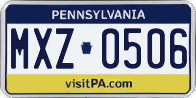 PA license plate MXZ0506