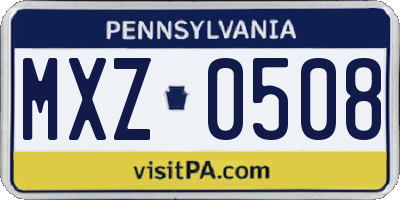 PA license plate MXZ0508