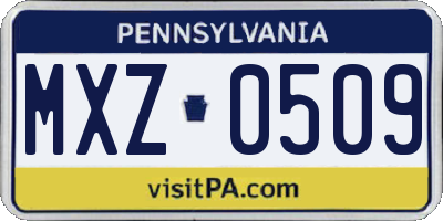 PA license plate MXZ0509
