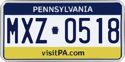 PA license plate MXZ0518