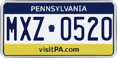PA license plate MXZ0520