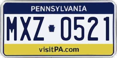 PA license plate MXZ0521