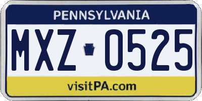 PA license plate MXZ0525