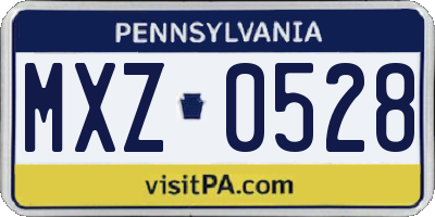 PA license plate MXZ0528