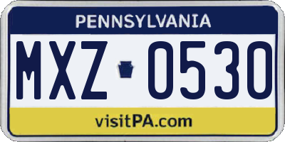 PA license plate MXZ0530