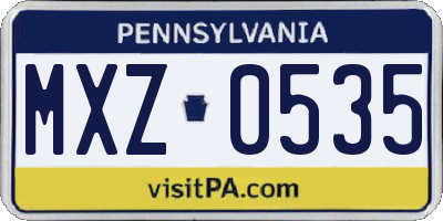 PA license plate MXZ0535
