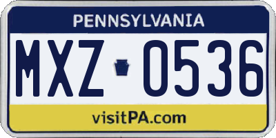 PA license plate MXZ0536
