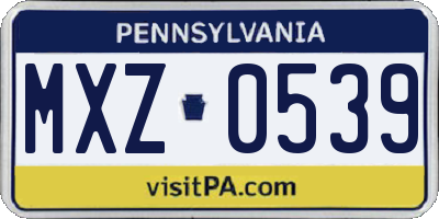 PA license plate MXZ0539