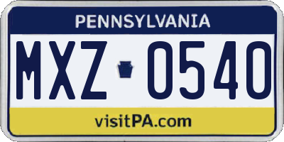 PA license plate MXZ0540